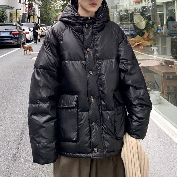 

winter down jacket men's parka warm fashion casual thick hooded coat men wild loose korean short coat mens clothes m-2xl, Black