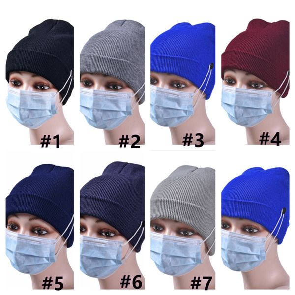 

beanie winter hat with facemask botton mask holder matching beanies knitted hat men solid crochet hats ski earmuffs warm cap e122807, Yellow