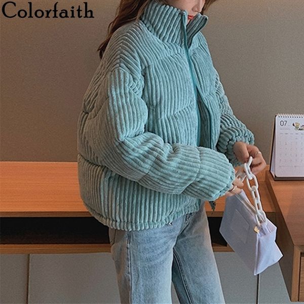 

colorfaith new autumn winter women jackets quilted puffer parkas high-quality warm corduroy oversize pink short coat co931 201028, Black