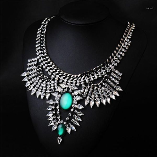 

boho wedding jewelry fashion collar choker necklace & pendants crystal statement necklace1, Golden;silver