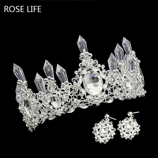 

rose life fashion women oversize crystal bride hair accessory wedding tiaras and crown pageant crowns head jewelry hair ornament, Golden;silver