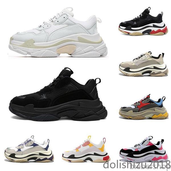 

новые triple s мужчины женщины платформа обувь мода париж кроссовки черный белый бежевый бредные розовые винтажные мужские тренеры повседнев, Black