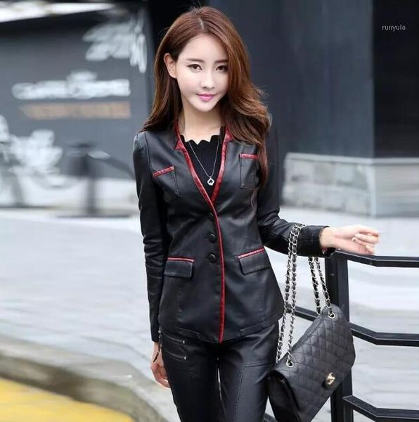

plus size women clothing women 's short paragraph of small jacket motorcycle clothing leather jacket coat female coats1, Black