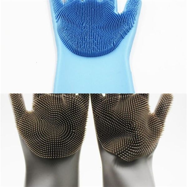

glove silicon dusting dish washing gloves welldishwashing resuable silicone waterproof mitten household scrubber kitchen batsm