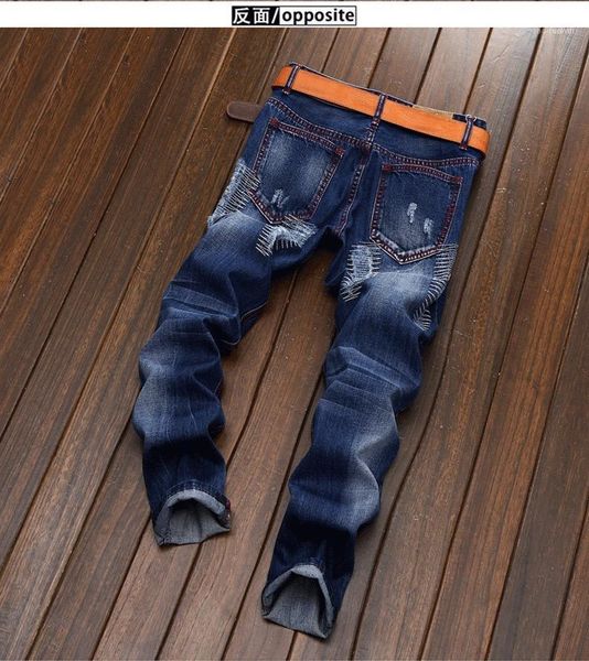 Мужские джинсы европейской и американской внешней торговой дыры прилив прямые старые личности оригинальная одежда1