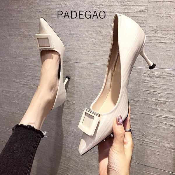 

2020 women shoes purple buckle elegant concise high-heeled elegant solid women's shoes1, Black