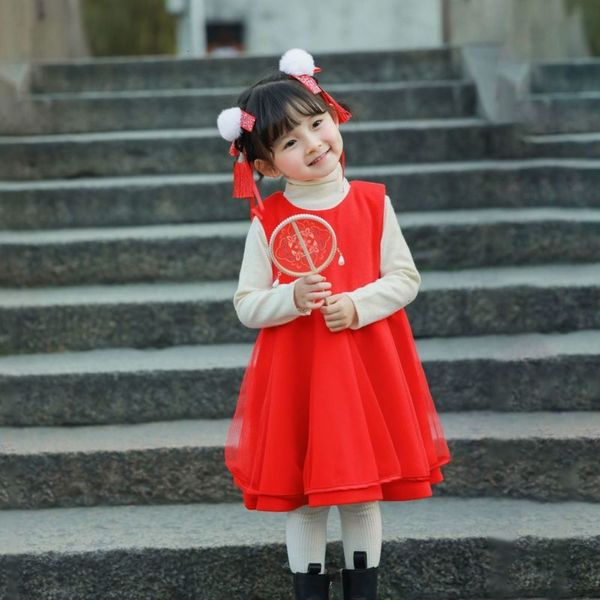 

thickened girls' sle hanfu foreign winter 2020 tang drs children's chine new year's clothingcgdw l0d0, Red;yellow