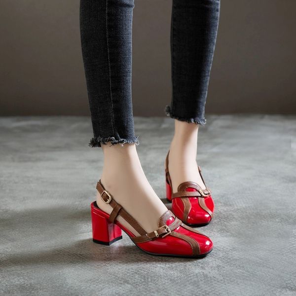 

plus size  11 12 13 14 15 16 17 18 1 high heels sandals women shoes woman summer ladies colour-matched buckled sandals, Black