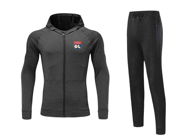 

20/21 olympique lyonnais jacket football jersey pant soccer set winter tracksuit men jacket warm suits, Black;blue