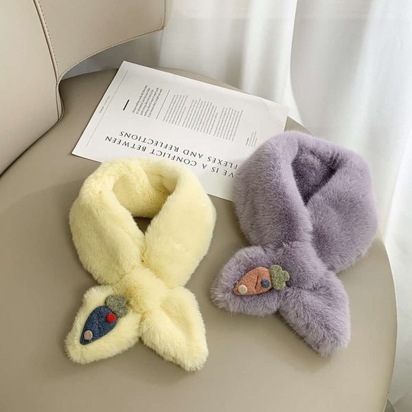

swallow korean version lovely tail carrot cross children's scarf autumn and winter new release mink baby warm neck 75am75amiitd, Red;brown