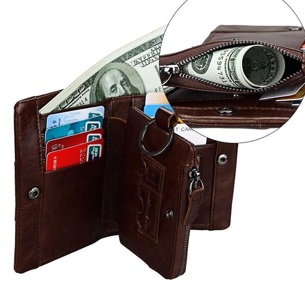 

multifunctional short card wallet wallet leather men first layer cowhide soft vertical, Red;black