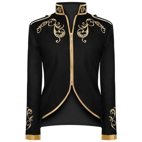 

british style prince fashion black velvet gold embroidery blazer wedding groom slim fit suit jacket singers coat1, White;black