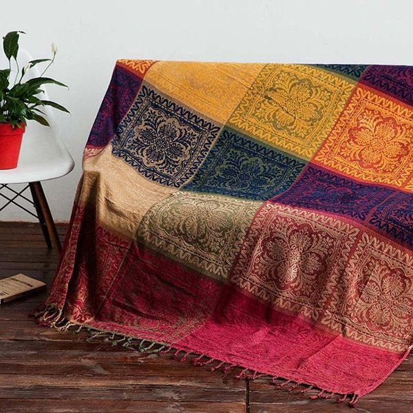 

blankets bohemian vintage chenille throw blanket with tassel sofa decorative slipcover thick warm rectangular travel plane blanket1
