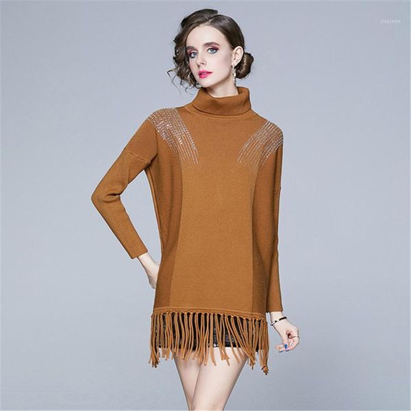 

european style women's pullover turtleneck long sleeve tassel sweater casual loose bottoming sweater 2021 spring new1, White;black
