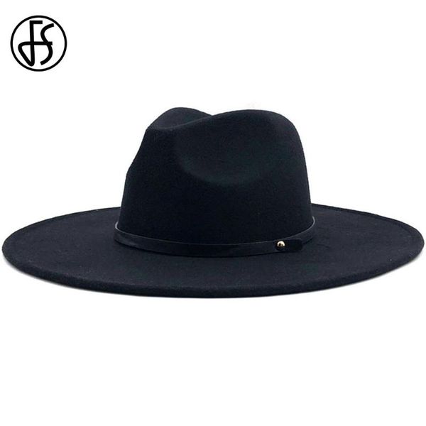 

fs winter big брим шерсть fedora hat мужчины котелках с поясом женщин трильби войлок cap godfather panama caps chapeu feminino, Blue;gray