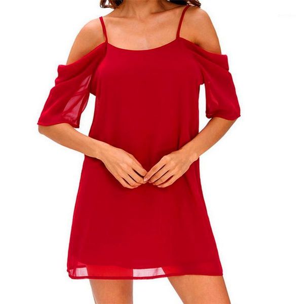 

casual dresses fashionable solid color dress summer style short sleeve spaghetti belt strapless beach chiffon mini1, Black;gray