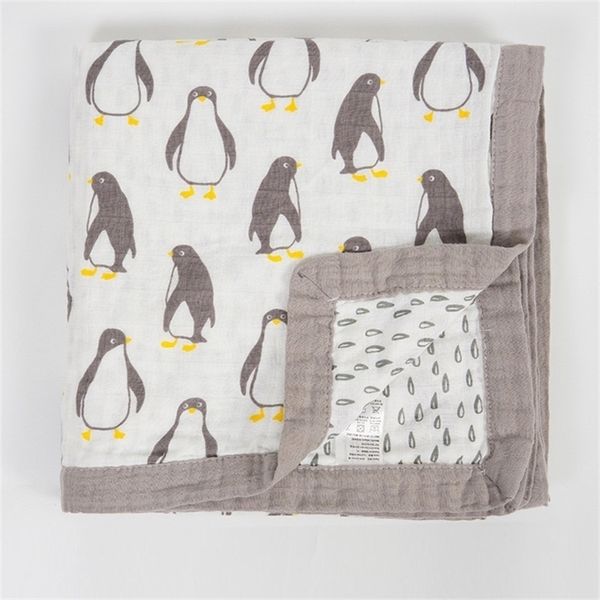 

2 layers (4 layer gauze) thick autumn winter soft cute baby organic cotton swaddle blanket 120*120cm y201009