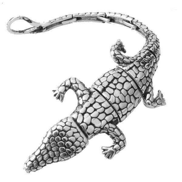 

50mm hipper stainless steel silver crocodile punk men's boy's casting bracelets daily jewelry punk animal1, White
