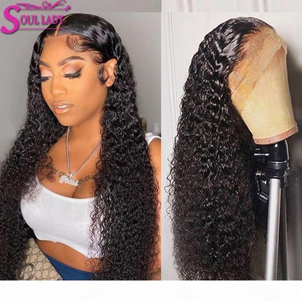 

soullady jerry curly lace front human hair wigs wet wavy curly pre-plucked 13x4 lace wigs 150% 4x4 closure wig brazilian, Black;brown