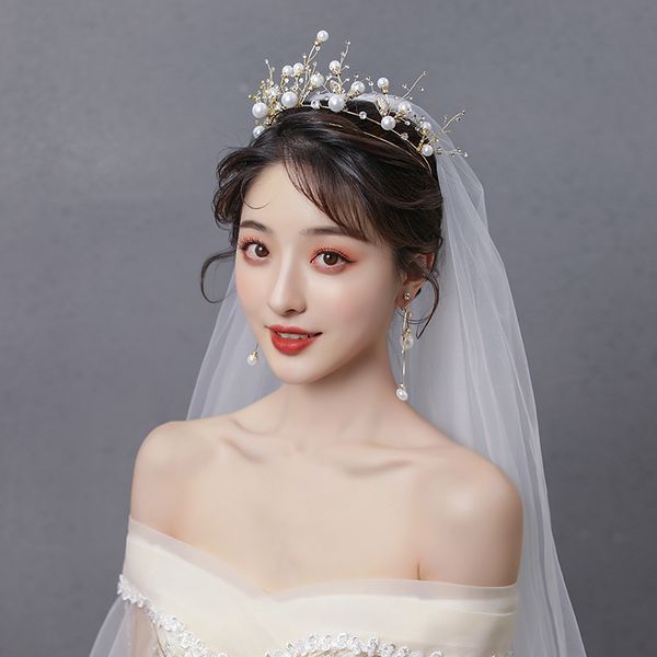 

bridal headdress gold crown, japanese and korean new super fairy beauty net red wedding ceremony 18-year-old crown girl, Silver