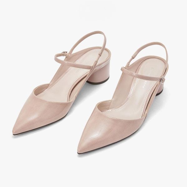 

sandals big brand same design with 2021 summer womens sandlas one-word buckle round heels pointed toe women single shoes, Black