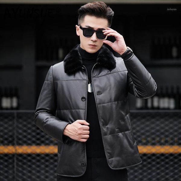 

genuine leather jacket winter real leather coat collar sheepskin jackets chaqueta cuero hombre 81x8701 yy2631, Black