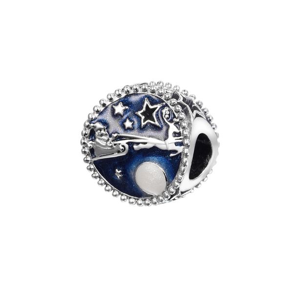 

sterling silver christmas santa & the reindeer charm beads for jewelry making fits original european snake chain bracelets & bangle woman di, Black