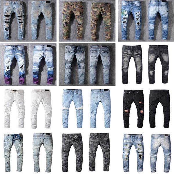 

2022 r mens jeans motocycle holesluxury denim men fashion streetwear men's clothing hip hop designer pants, Blue