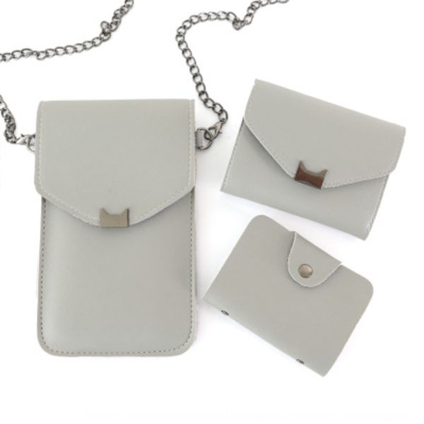 

women's cat ear decoration mobile wallet card three piece set combination bag phone bagmobile phone bag2019 new multi-functional simple