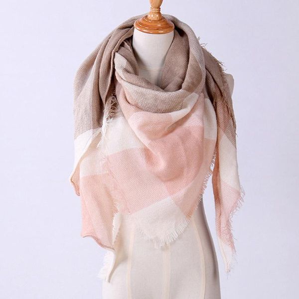 

scarves 2021 spring winter women shawl cashmere autumn plaid wool scarf european and american neck bandana couple's hair, Blue;gray