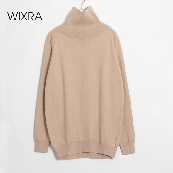 

wixra turtleneck oversized sweater women autumn winter solid knitted pullover korean style long sleeve casual female knit, White;black