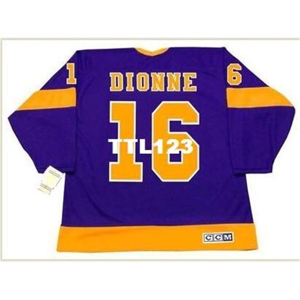 

121 #16 marcel dionne los angeles kings 1970's 1978 ccm vintage home hockey jersey or custom any name or number retro jersey, Black