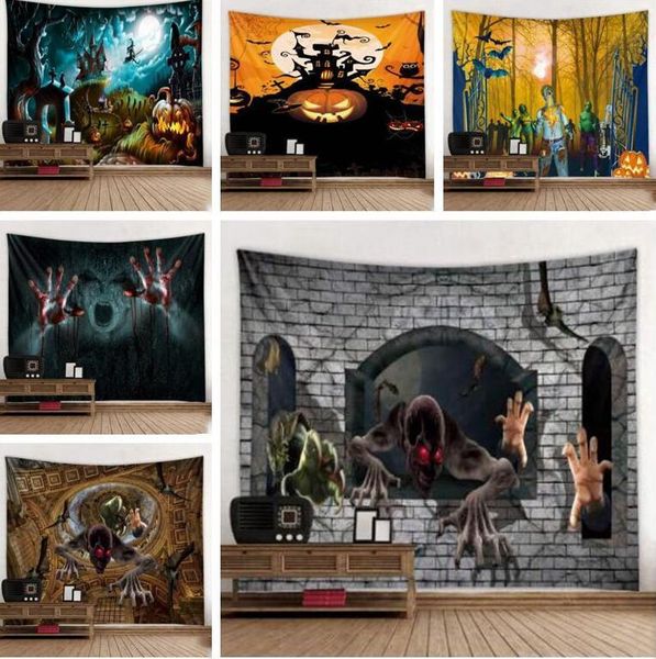 

halloween tapestry skull pumpkins printing blanket trick treat horror ghost wall hanging bedroom living room dorm decor dhf733