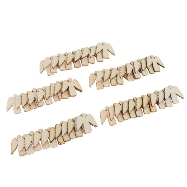 

pieces of 50 unpainted blank angel wooden chips slices gift tags labels kids toy xmas ornament