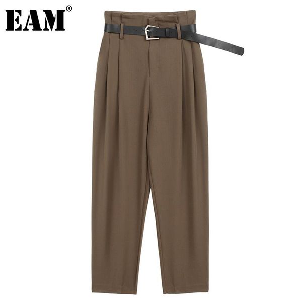

eam] high waist black pleated leisure long harem trousers new loose fit pants women fashion tide spring autumn 2020 1dc558, Black;white