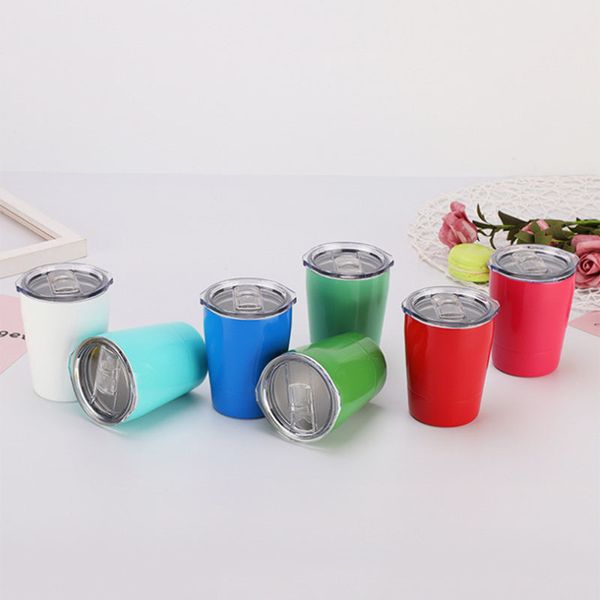 Bicchieri da vino da 10 pezzi da 8 once per tazza di latte per bambini con coperchio scorrevole piccola bottiglia d'acqua Thermos in acciaio inossidabile tazza da caffè all'ingrosso 201109