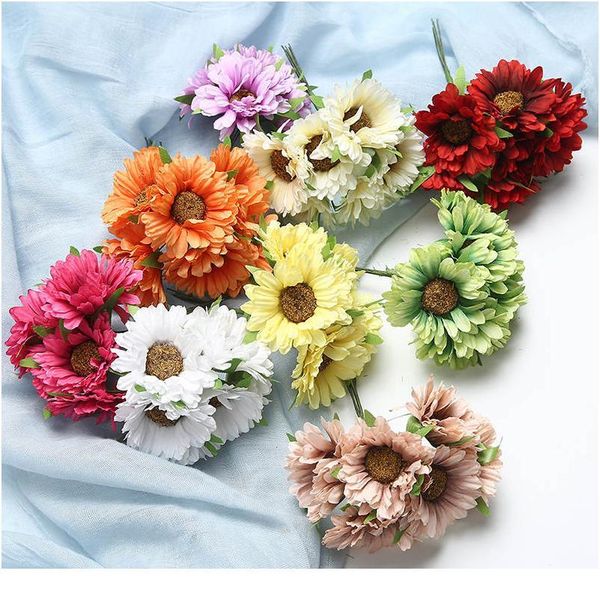 

6pcs/lot gerbera handmade silk artificial flowers home garden decoration wedding bride bouquet diy craft wreath acc jllhro