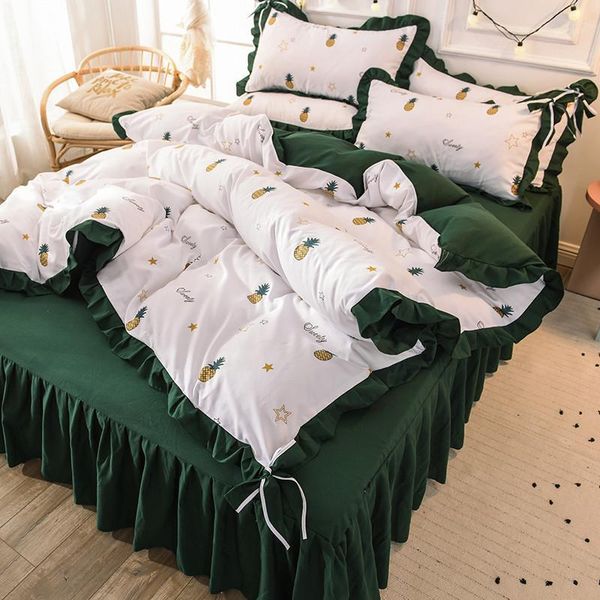 

the new bow knot velvet brushed bed skirt four sets of cotton cotton quilt cover sheets three sets of bedding1