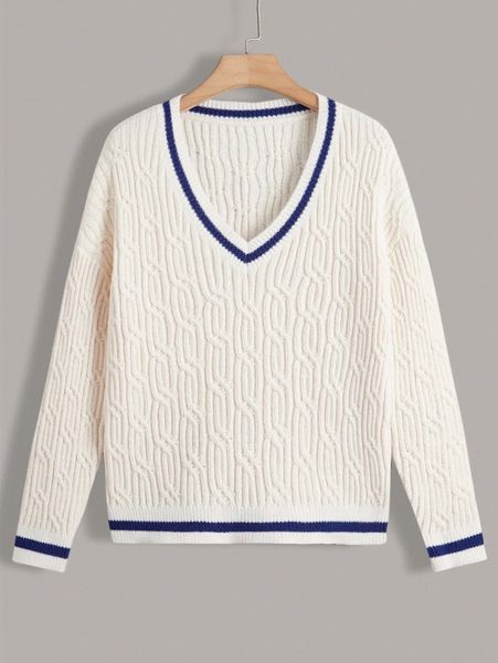 

plus cable knit drop shoulder cricket sweater a2tb#, Black