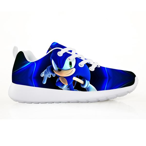 

noisydesigns fashion shoes for kids lightweight mesh children sneakers girls boys sonic the hedgehog printed sports running shoe y201028, Black