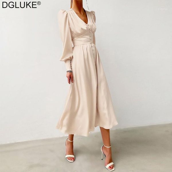 

long satin dress 2021 women elegant puff sleeve long party dress long-sleeve formal elegant office wear summer spring1, Black;gray