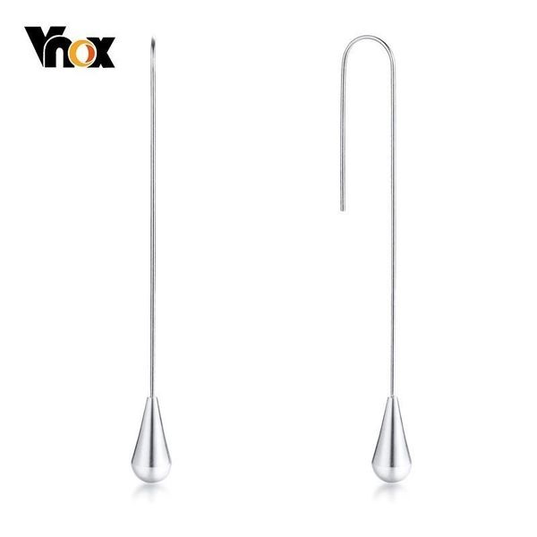 

vnox elegant long earrings for women party street wear jewelry stainless steel water drop style female girl arete, Silver