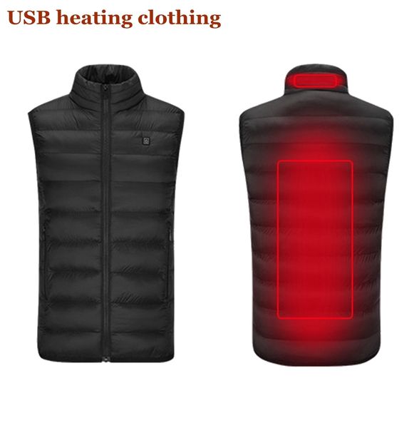 

2020 women autumn and winter jacket usb electric heating vest adjustable temperature heating vest waistcoat heating warm jacke, Black