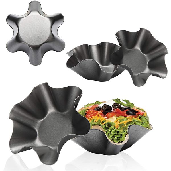 Tortilla Maker Yapışmaz Meksika Taco Kabuk Pan Salata Kase Karbon Çelik Pişirme Kalıpları Mutfak Aracı 16.5 cm / 6.5in XBJK2202