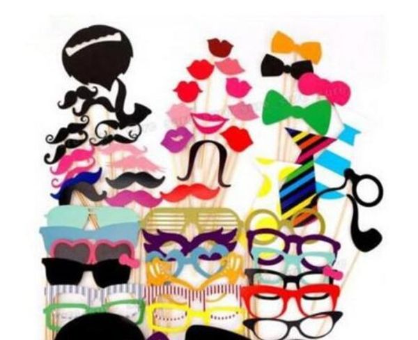 

booth mustache p festive props hat 58pcs/set funny on a stick wedding birthday party favor