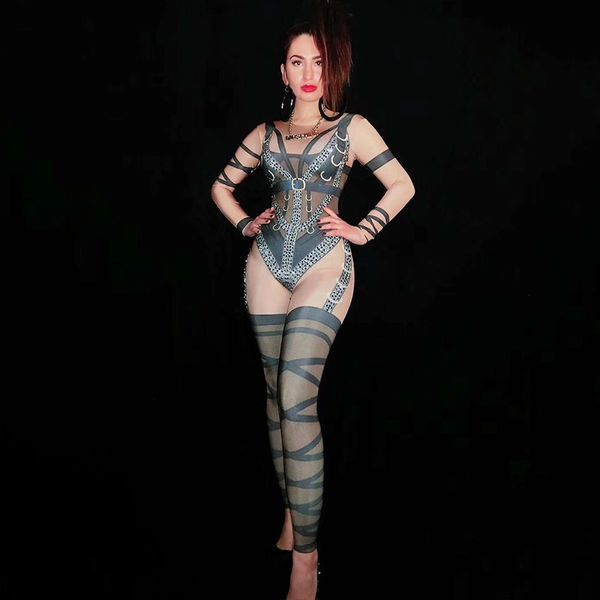 

nightclub high elasticity jumpsuit evening party clothing club gogo rave clothes bar dj leading dnace singer costume dj539, Black;red