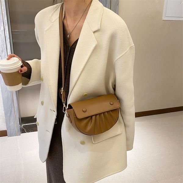 

fashion solid color curved tote women pu leather curved messenger bag female shoulder pleated street commuter purse satchel