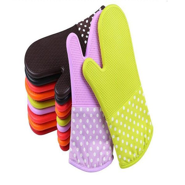 

heat insulation silicone oven slip-resistant bakeware kitchen microwave cooking cake baking tools washing gloves wy440q