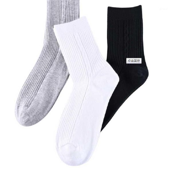 

men's sock 100% combed cotton mid calf socks absorb sweat deodorant all seasons 3 pairs individual packaged1, Black