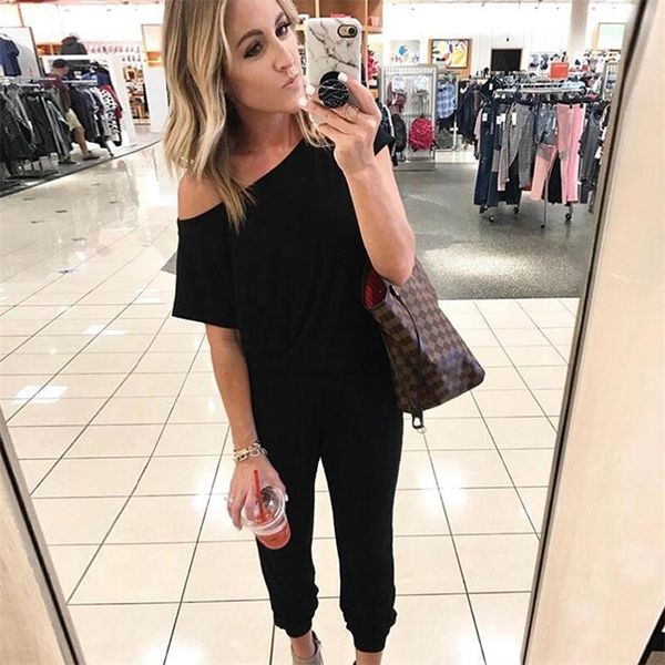 

2021 new spring-summer sale fashion sexy-style off the shoulder stylish styling slimming short jumpsuit sleeve viro, Black;white